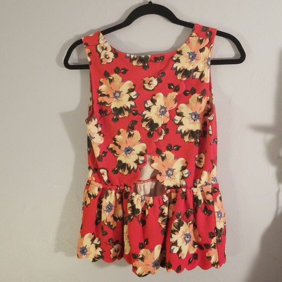 Anthropologie🌻 Floral Peplum Top with Back Cutout - Picture 2 of 4